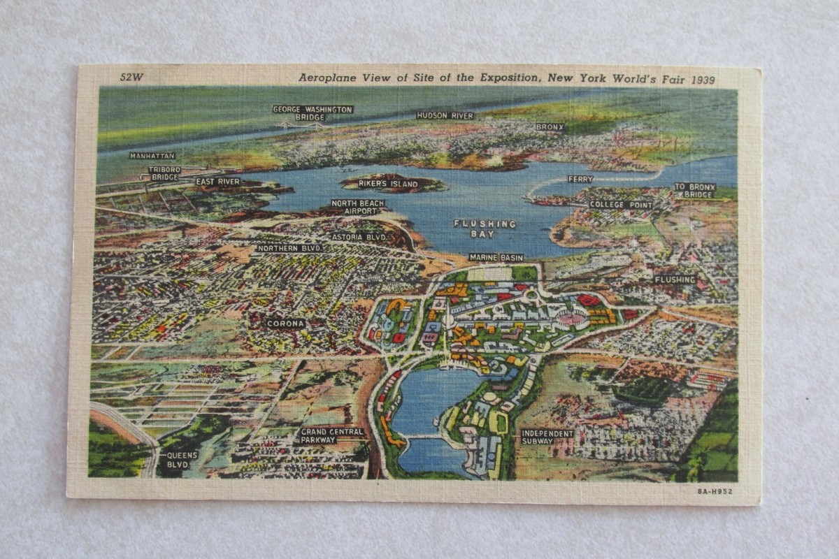 b430 vintage postcard Aeroplane View New York NY Worlds Fail