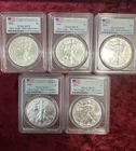 Five (5) Coin Lot 2016 Silver American Eagle MS70 PCGS First Strike ANNIVERSARY