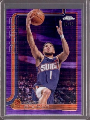 DEVIN BOOKER 2025-26 Topps Chrome #195 Purple Pulsar Refractor #18/75