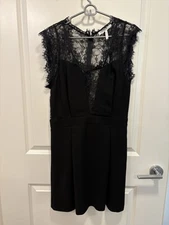 BCBGeneration black lace detail plunging neckline cocktail party short dress 12