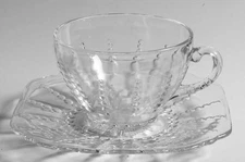 Federal Glass  Columbia Clear Cup & Saucer Set 1164134