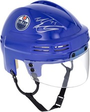 Evan Bouchard Edmonton Oilers Signed Blue Mini Helmet