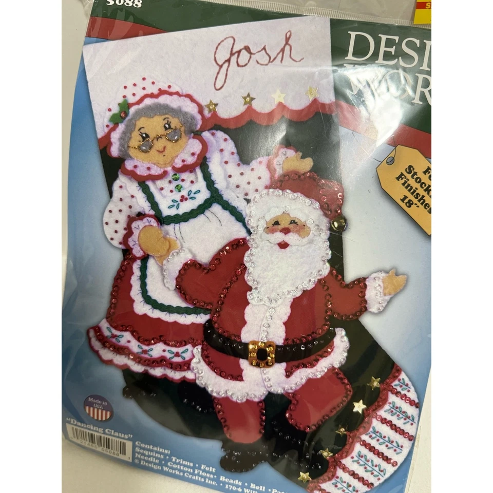 Design Works Felt Christmas Stocking Kit 18" NIP Dancing Claus 5088 Santa - Image 2 of 4