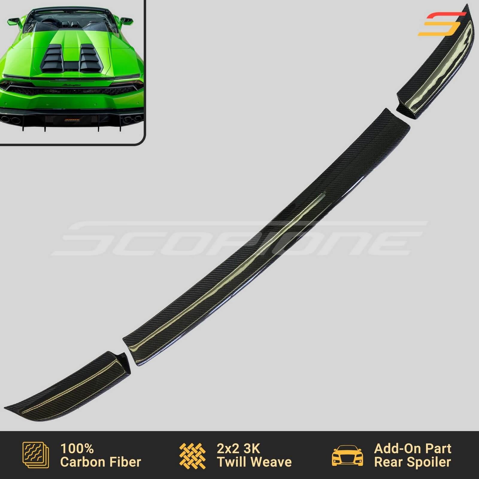 Scopione Carbon Add-On Rear Trunk 3 Piece Spoiler for Lamborghini 15-19 Huracan