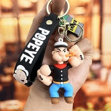 🔥Popeye the Sailor 3D CUTE Cartoon PVC Pendant Keychain Key Ring Handbag