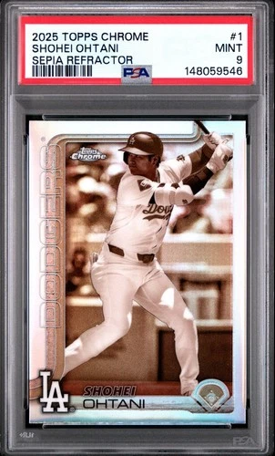 2025 Topps Chrome Shohei Ohtani Sepia Refractor #1 Dodgers PSA 9 MINT