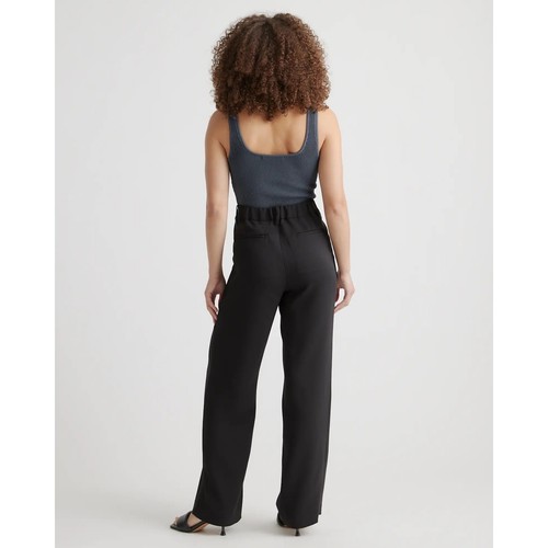 Quince Stretch Crepe Pleated Wide Leg High Waisted Pants Black Sz 8 - Picture 4 of 12