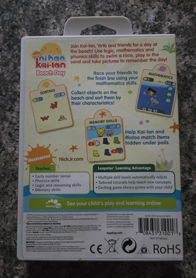 LEAP FROG LEAPSTER 1 & 2 LEARNING GAME Nickelodeon NIHAO KAI-LAN Beach Day 4-7yr - Image 2 of 4