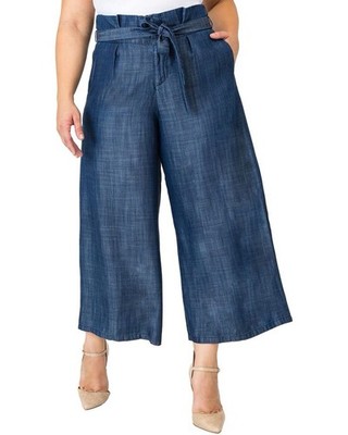 Eloquii Indigo Wide-Leg Paperbag Waist Culotte Pants Size 18