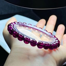 7.7mm Natural Purple Red Garnet Crystal Beads Bracelet AAA