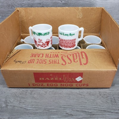 Hazel Atlas Tom & Jerry Egg Nog Cup Mug Set of 12 Auld Lang Syn New Original Box