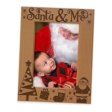 Santa Me Engraved Natural Wood Picture Frame. My First 4x6-Vertical
