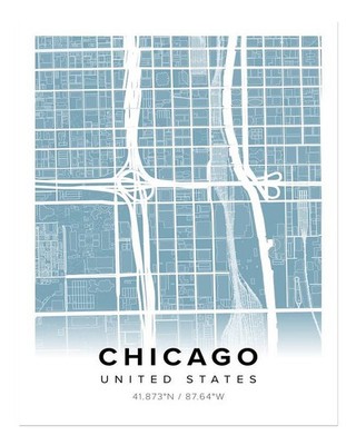 Chicago City Map Poster Wall Art - Modern Urban Decor Premium Quality