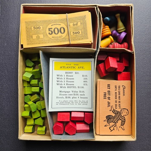 Antico gioco vintage Parker Brothers MONOPOLY 1936 pezzi istruzioni, vedi foto - Foto 6 di 6