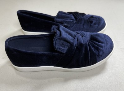 Mia Girl navy blue velvet girls school shoes | slip-on size 4