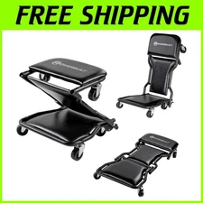 Convenient 42-Inch Rolling Creeper Seat with Extra Padding - 300 lbs Support