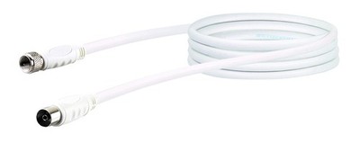 SCHWAIGER SAT-Antennen-Adapterkabel 150cm 90dB 2-fach F-Stecker IEC weiß