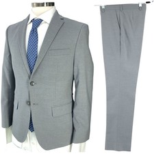 Jos A Bank Suit Boys 16 Gray Two Piece 2-Button Notch Lapel Double-Vented Slim