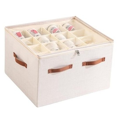 Shoe Organizer for Closet, Foldable Large Shoe Storage Box with Clear Cover, 
