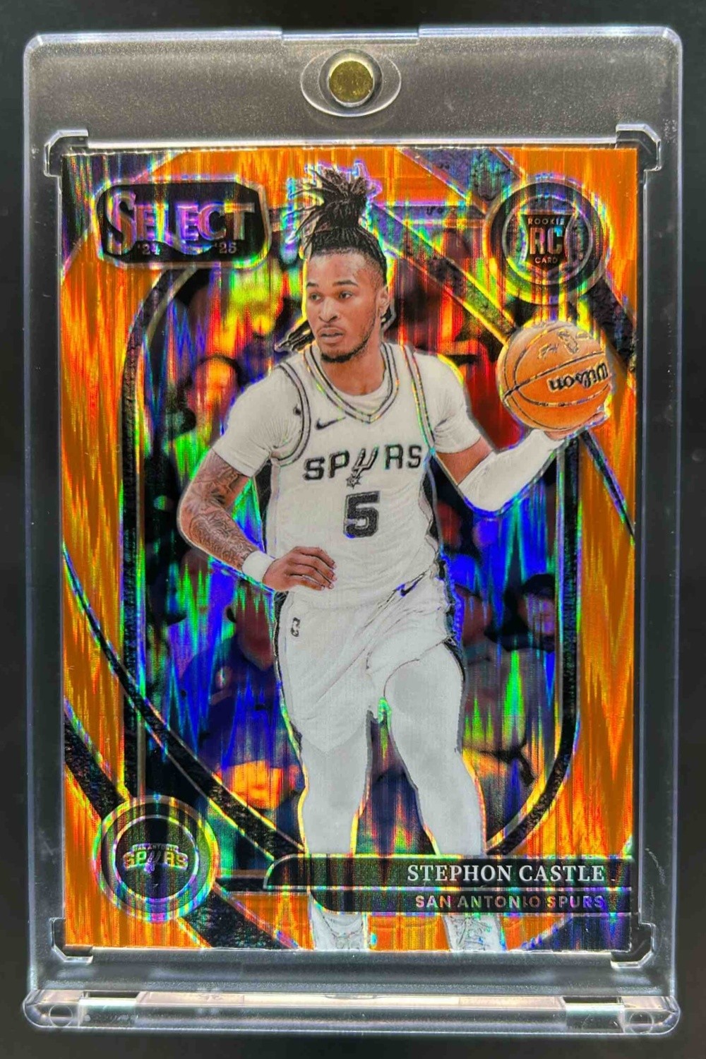 2024-25 Select Stephon Castle Courtside RC Orange Flash Prizm #292 Spurs