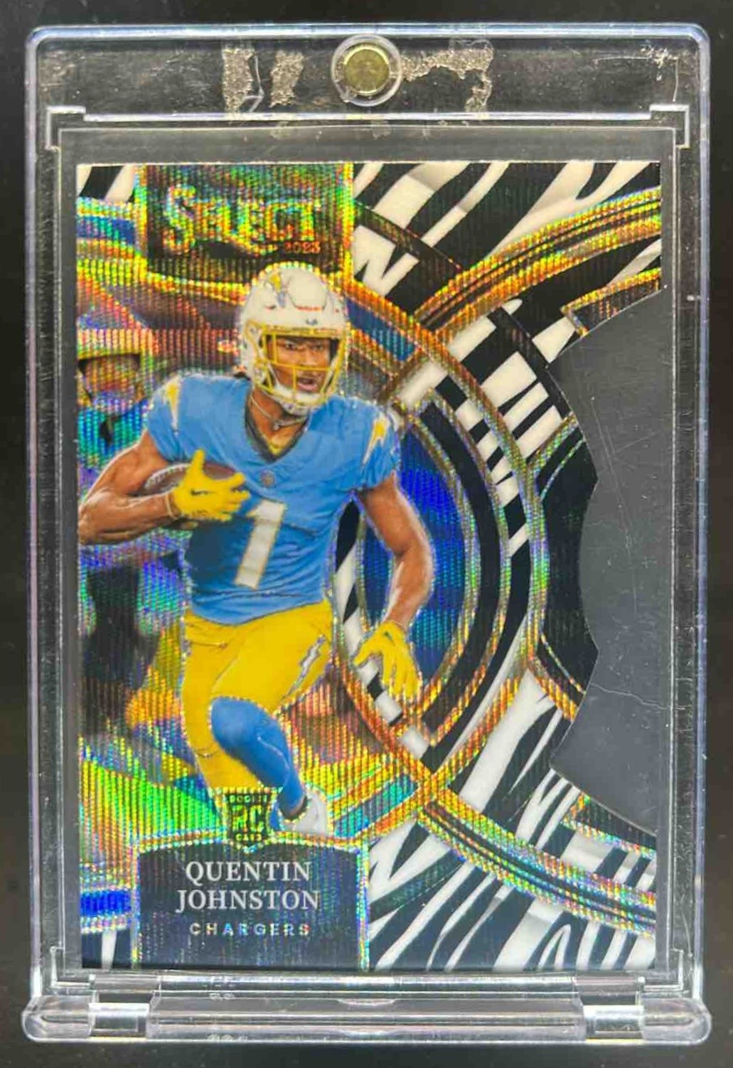 2023 Select Quentin Johnston RC Zebra Prizm Die Cut SSP Premier Level #196