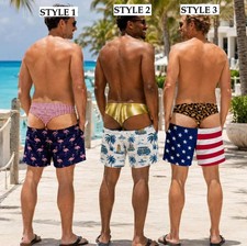 Funny Men’s Swim Trunks, Custom Fake Underwear Beach Shorts Size S-5XL
