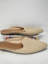 Womens Shoes Size 10M - Time and Tru - Mule Slip Ons - Straw Color - Woven Desig
