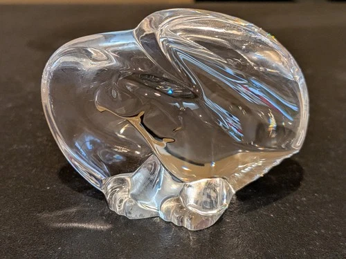 Signed Steuben Crystal Glass Eagle Hand Cooler Paperweight