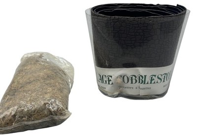 Village Cobblestone Mat With Moss Set  2 Lengths  PVC Resin  4.75'' Wide READ