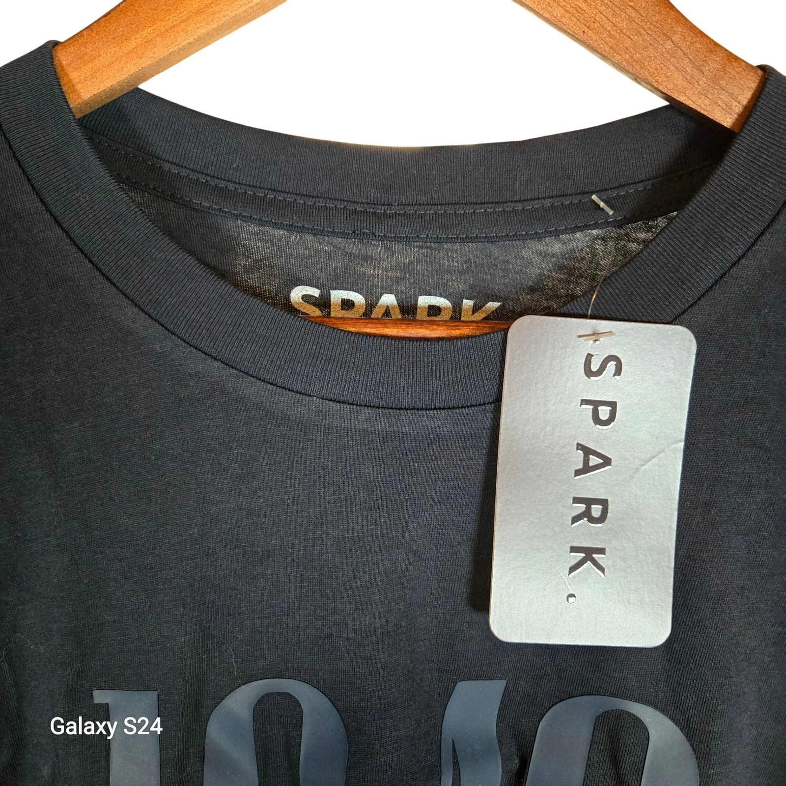 Spark Mens Long Sleeve T Shirt Graphic 1940 Navy Cotton Size Small