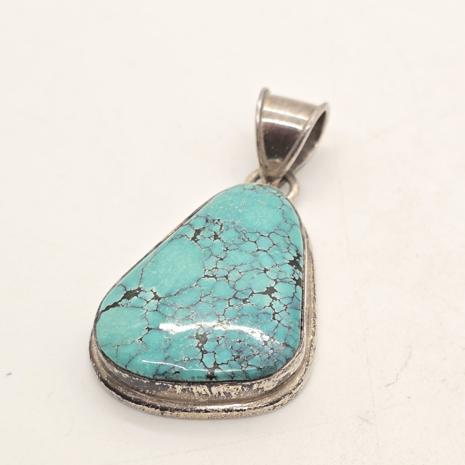 Sterling Silver Large Turquoise Southwestern Tria… - image 2