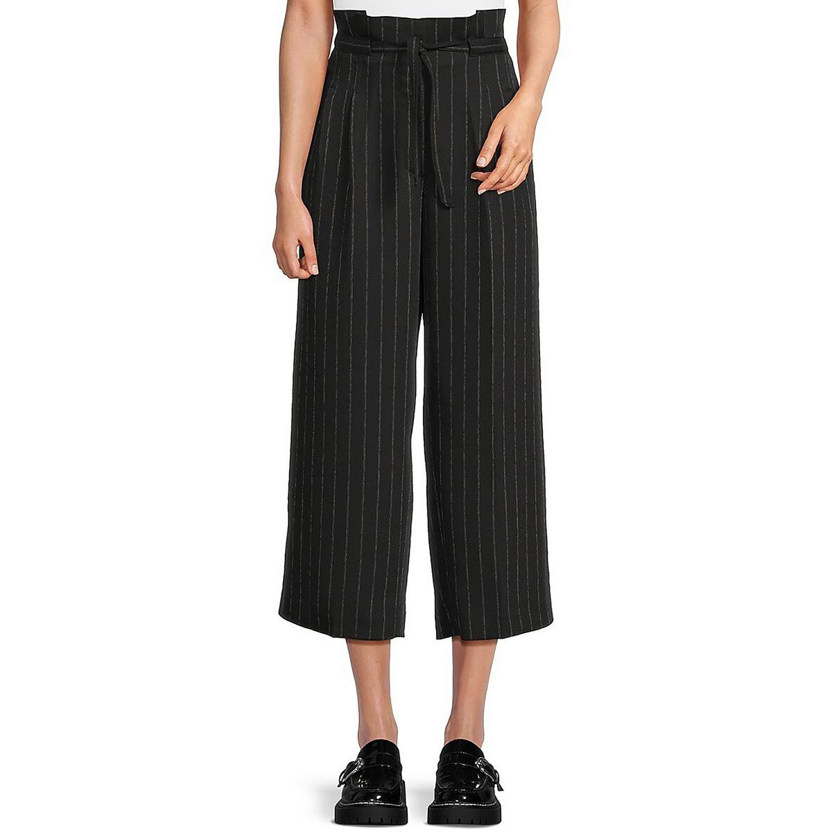 Женские черные укороченные брюки в тонкую полоску DKNY 12 BHFO 2221