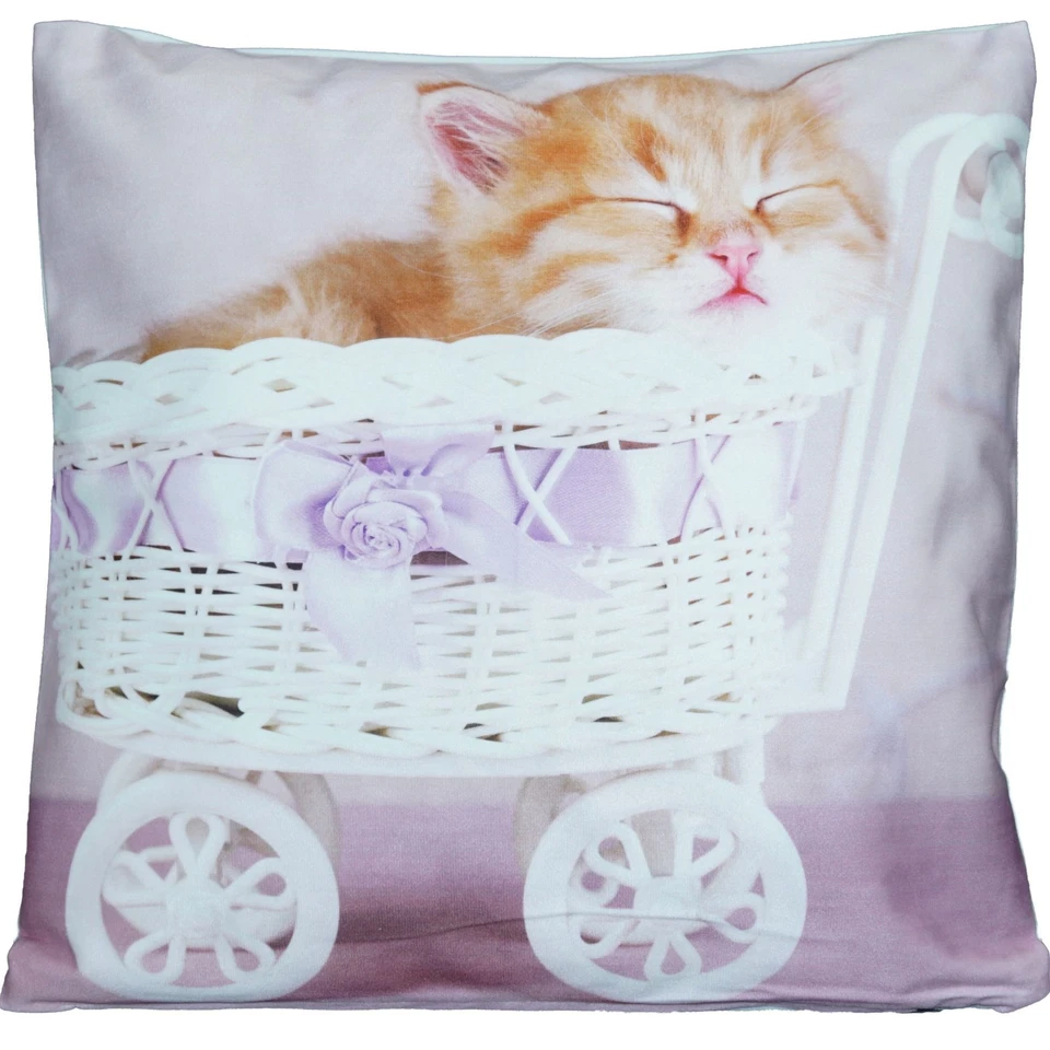 Kissenhülle Kissenbezug 40x40 Kissen Dekokissen Katze Sofakissen Weich Waschbar - Bild 1 von 2