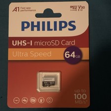 Philips microSDXC UHS-I 64GB V30 High Speed A1 Memory Card FM32TF064B/93