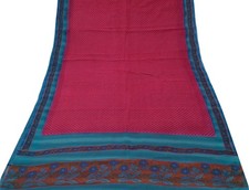 Sushila Vintage Magenta Sari 100 Pure Georgette Silk Printed Saree Craft Fabric