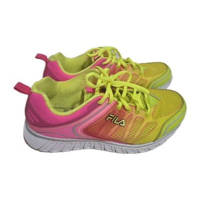 FILA Women s Cool Max Memory Foam Yellow Neon Multicolor Running Sneakers SZ 8.5
