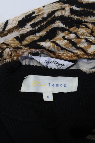 Jus D Orange Women's Animal Print Top Ribbed Sweater Beige Black Size M 4 Lot 2 - Picture 3 of 3