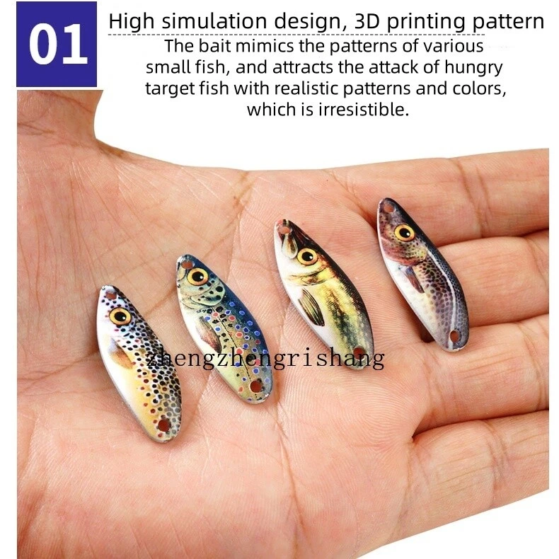 8 piezas Coloridas Cuchara de Metal Señuelo de Pesca Trucha Lubina Spinnner Cebos Ganchos de Plantilla Foto 4 de 4