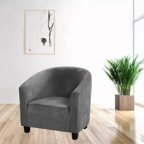 Stretch Samt Club Sofa Stuhlbezug Wanne Fass Sessel Slipper Esszimmer - Bild 21 von 50