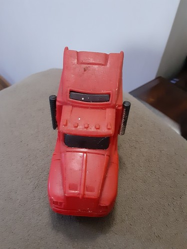 Plastic Red Toy Semi Truck Cab tractor trailer- "China" unbranded Fire Depart. - Picture 2 of 7
