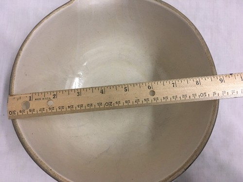 Antique Bowl Cold Painted Stoneware Pottery Ribbed Pour Spout Roses - Picture 12 of 12