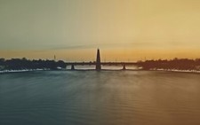 Landscape photography water river winter bridge Custom Gaming Mat Desk