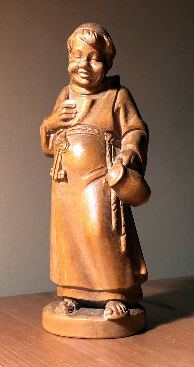 medieval franciscan monk friar habit vintage hardwood carving