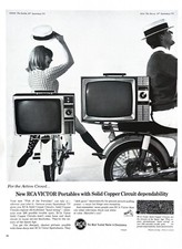 1965 RCA TV Genuine Vintage Print Ad Portable RCA Victor Television Set 10"x 14"
