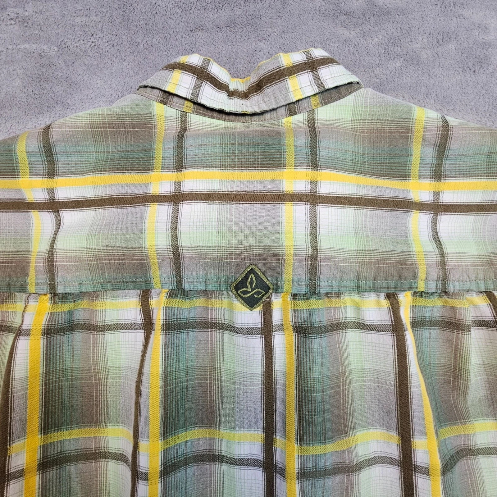 prana plaid short sleeve button front outdoor hiking shirt