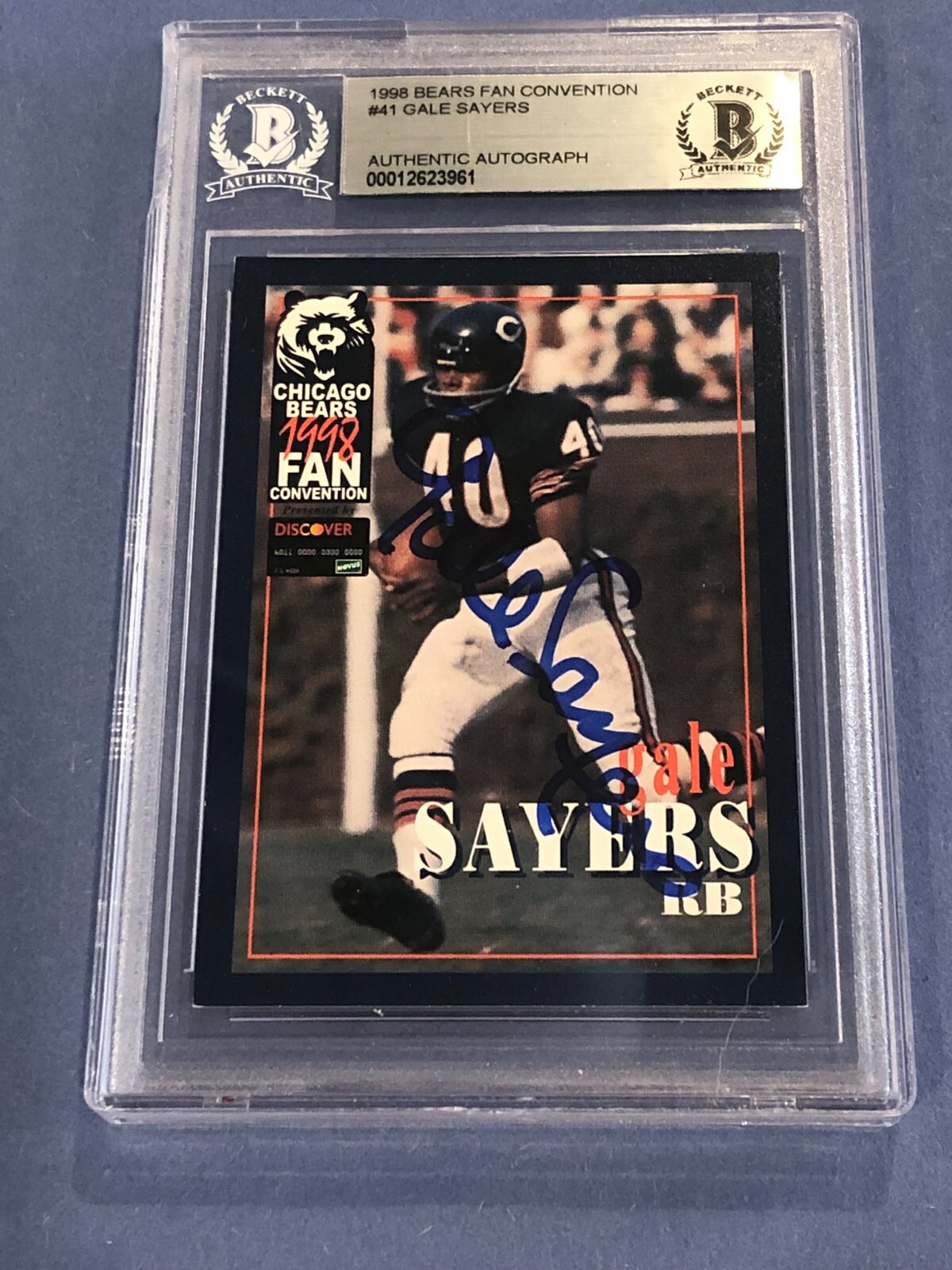 Gale Sayers Autographed Signed 1988 BEARS FAN CONVENTION Card #41 Beckett Authenticated BAS 