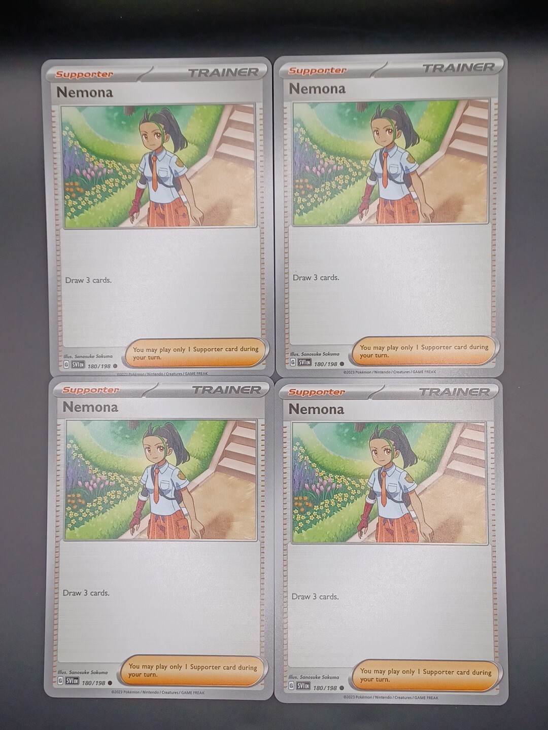 Nemona 180/198 - Scarlet & Violet - Pokemon Trainer x4 Card Set - Playset 4x