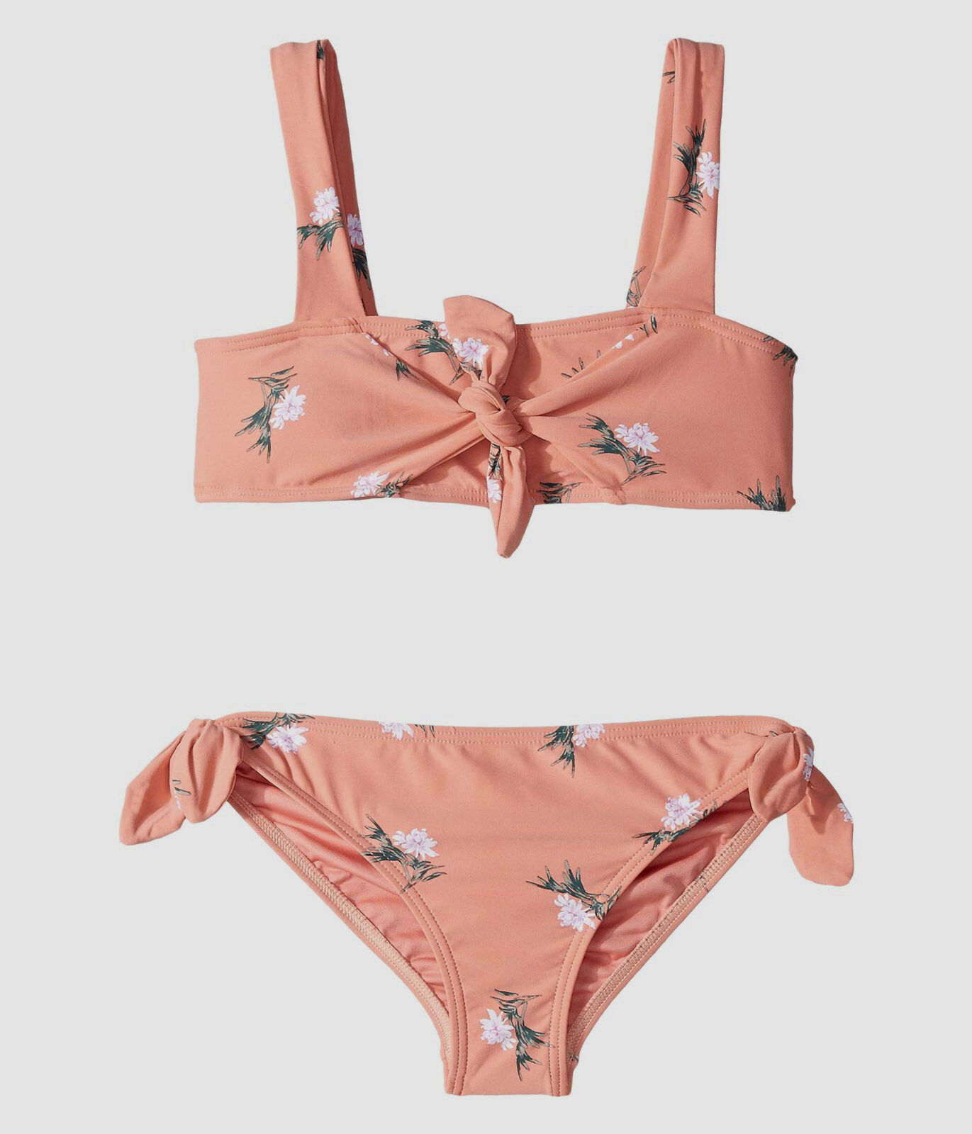 149 O'neill Kid's Girl Pink Stretch Floral Knot Bikini TwoPiece