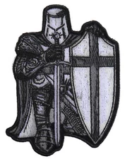 Black and White Crusader Knight Small Christian Patch - 3.3x4.5 inch - P5111