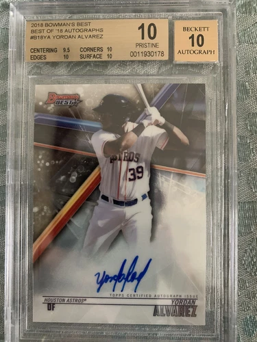 2018 Yordan Alvarez Bowmans Best Auto BGS Pristine 10 w/ 10 auto- Pop 8!